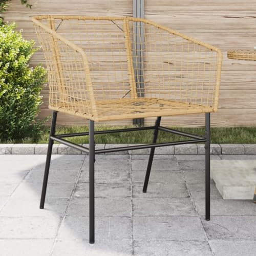 IBUQDDV Gartenstühle 2 STK. Braun Poly Rattan PE Geflecht mit Stahlrahmen, Wetterbeständige und Bequeme Outdoor Sitzgelegenheit für Terrasse