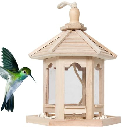 Mangeoire À Oiseaux En Bois-distributeur De Nourriture Pour Oiseaux Sauvages, Mangeoire Décorative De Jardin, Décoration Suspendue Extérieure, Parc De Ferme D'arbres D'arrière-cour | Station D'aliment