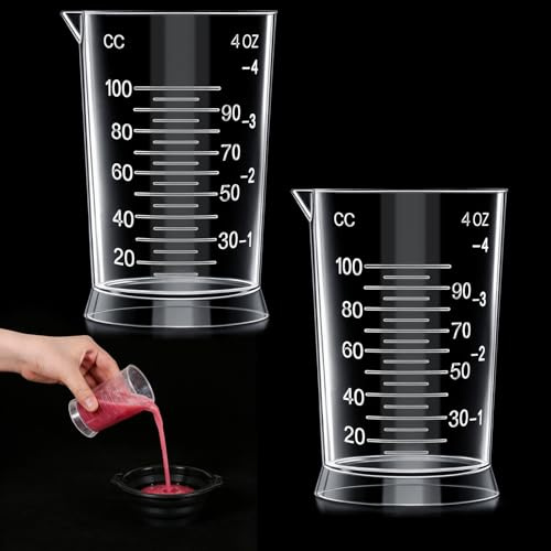 Misurini graduati per tinture per capelli da 113,4 g, 2 tazze graduate in plastica, facili da leggere, caraffe graduate per miscelazione, bicchieri in plastica per liquidi con scala graduata per uso