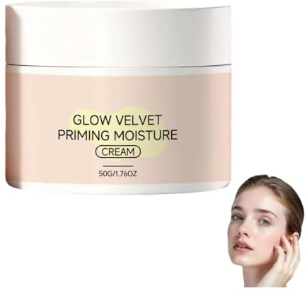 Glow Velvet Priming Moisture Cream, Pore Blurring and Makeup Gripping Primer, Korean Makeup Primer, Moisturizing & Nourishing Skincare for Soft Radiant Skin (1PC)