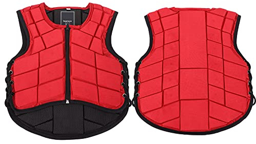 FILFEEL Gilet d'équitation pour Enfants, Protection du Corps Rembourrée en Mousse, équipement d'équitation Rouge (CS)