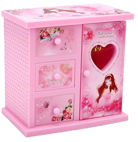 Zunate Joyero Musical para Niñas, Caja de Música Giratoria de Bailarina, Almacenamiento de Joyas para Niños con Espejo, Regalo de Ballet de Princesa para Cumpleaños, Joyero de Bailarina Bailando