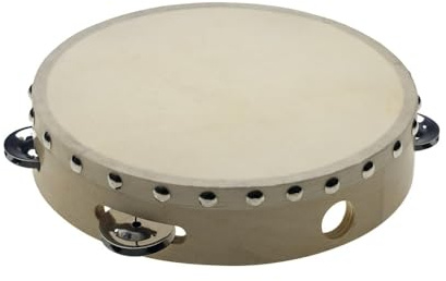 STAGG 10 Zoll Holz Tambourin m. Fell, Schellen 1 reihig