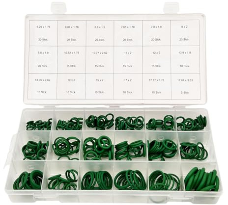 Alkan HNBR O-Ring Set 265-tlg R134a Klimaanlage grün | Grüne HNBR Dichtringe für R134a Klimaanlage und Klimaleitungen, temperaturbeständig, sortiert in Box
