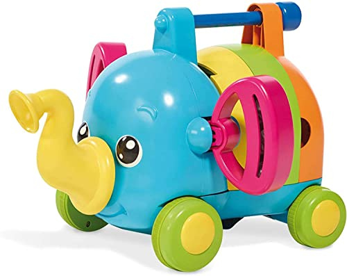 TOMY Babyspielzeug mit Musik Rudi Rasselelefant mehrfarbig - hochwertiges Kleinkindspielzeug - vereint Steckspielzeug und Musikspielzeug - ab 12 Monate