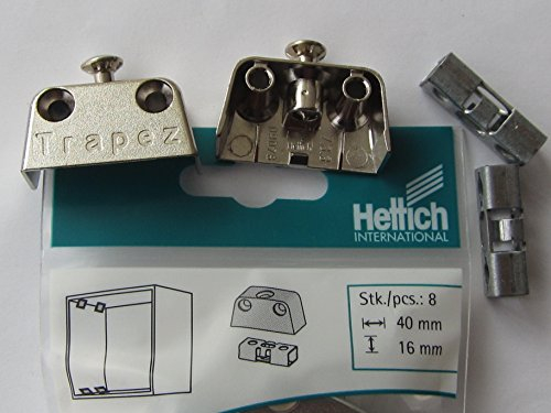 Hettich Verbindungsbeschlag TRAPEZ zum Aufschrauben, 15,8 x 40 x 20,5 mm, 8 Stück, 62489
