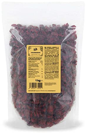 KoRo - Mirtilli rossi secchi addolciti con sciroppo di ananas 1 kg - Senza additivi artificiali - ideale come snack o nel muesli