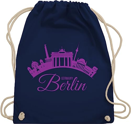 Turnbeutel Rucksack - Skyline Berlin Deutschland Germany - Unisize - Navy Blau - berlin-taschen stadt berliner stoffbeutel tasche souvenir städte souvenirs beuteltasche country von stoffturnbeutel