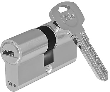 Yale Serie 1000 Europrofil-Zylinder Doppelzylinder mit Not- und Gefahrenfunktion 45/45 mm Satin Nickel: Hoher Schutz, ideal für Haus- und Wohnungstüren, inkl. 5 Schlüssel