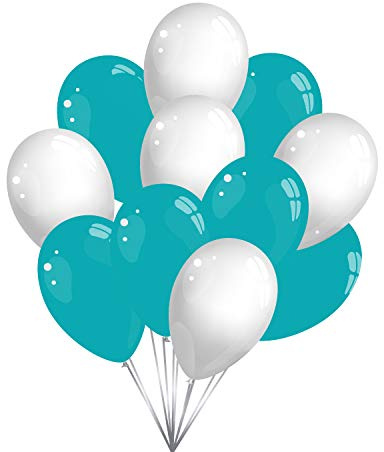 twist4® Luftballons, Weiß/Türkis, 50 Stück | Made in EU, 100% Naturlatex, Giftfrei, Biologisch abbaubar, Heliumgeeignet