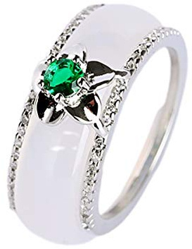 yigedan Chapado en oro de 18 quilates Jade Birmania Jade Suerte del anillo del santo Patrono para