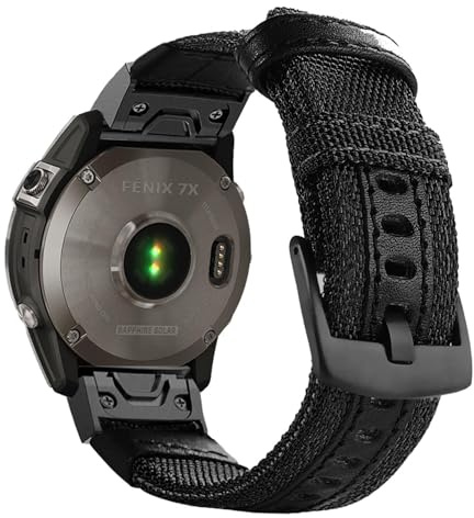 YOOSIDE Cinturino per Garmin Fenix 5X/Fenix 6X, 26mm Cinturino resistente in nylon resistente al sudore per Garmin Fenix 5X/5X Plus,Fenix 6X Pro/Sapphire,Fenix 3/3 HR, Descent Mk1 (Nero)