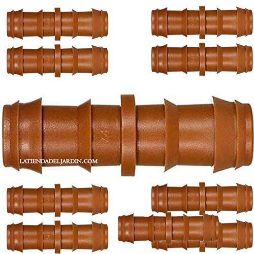 Suinga. 10 x GOCCIA COLLEGATO 16MM Marrone. Raccordo per tubo di gocciolamento diametro 16 mm