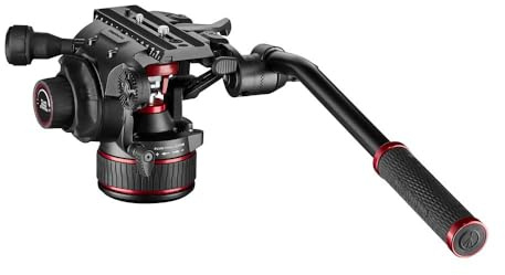 Manfrotto Nitrotech 608 Fluid-Videokopf für DSLRs, Spiegellose, Video- und Cinema Kameras, Stufenloses Counterbalance-System (Gewichtsausgleich) 0-8kg, Variables Fluid-Fritkionssystem, 14kg Traglast