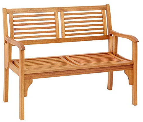 Dehner Klappbank Douglas, 2-Sitzer, ca. 119 x 62 x 90 cm, aus FSC® - zertifiziertem Akazienholz, Natur
