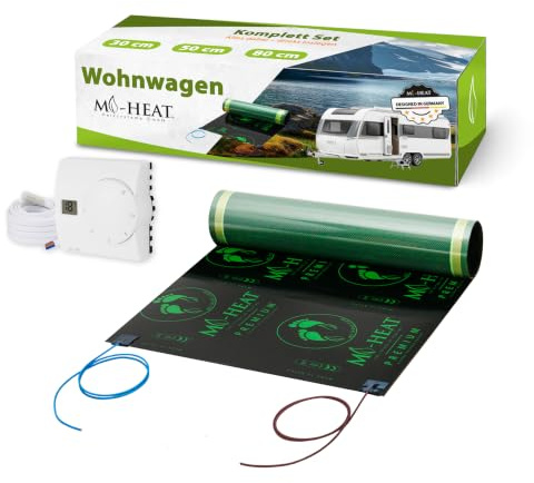 Mi-Heat 0,5x3,25m Wohnwagen Heizung zur Nachrüstung | einfache Installation | schnell warme Füße | Set inkl. Themostat