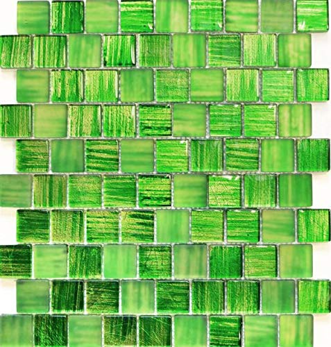 Mosaik Fliese Glasmosaik Crystal Milchglas grün klar gefrostet matt für WAND BAD DUSCHE KÜCHE FLIESENSPIEGEL THEKENVERKLEIDUNG BADEWANNENVERKLEIDUNG Mosaikmatte Mosaikplatte | 10 Mosaikmatten
