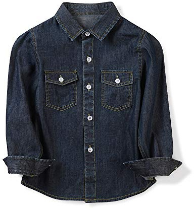 Aeslech Camisas de mezclilla ligeras de manga larga para niños