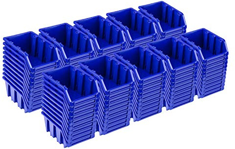 PAFEN 100x Stapelboxen – 70x100x155 mm - NP6 Blau Farbe – Lagerboxen Sichtlagerkästen Stapelbehälter Sortierbox