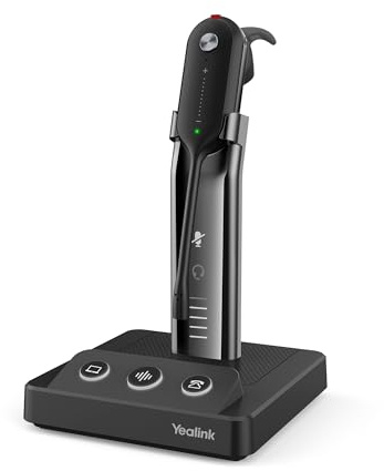 Yealink WH63 Auriculares inalámbricos con micrófono UC optimizados para cancelación de ruido para teléfono IP VoIP PC PC con soporte de carga (UC) (WH63-UC)