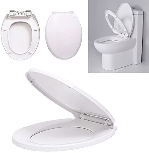 Abattant de WC avec système d'abaissement automatique en forme de D - Antibactérien - Nettoyage facile - Couvercle amovible en duroplast