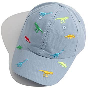 iNszkoos 2-6 Years Children's Dinosaur Baseball Cap Summer Sun Hat for Kids, Unisex Cotton Embroidered UV Protection Hat Golf Baseball Sports Cap Beanie Hat for Boy Girl Baby Infant Toddler Blue