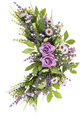 STOBOK Künstlicher Blumenkranz Aus Seidenblumen Mit Künstlichen Rosen Und Wilden Chrysanthemen Für Innen Und Außen Dekoration DIY Anhänger Girlande