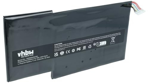 vhbw batteria compatibile con MSI GS73 Stealth-014 4K, GS73 Stealth 8RE, GS73 Stealth 8RD notebook (5300mAh, 11,4V, Li-Poly)