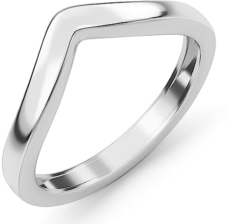 TJC Wishbone Ring for Women 925 Sterling Silver 2mm V Shape Stackable Ring, Promise Wedding Band Ring with Platinum Plating, Ladies Rings Jewellery Gift Ring Size N