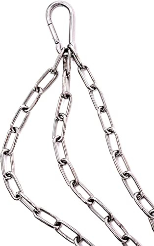 Masssiver Kettensatz Kette 65 cm lang mit 4 Karabinerhaken für Grillrost aus Edelstahl rostfrei für Grill rund Dreibein und Schwenkgrill