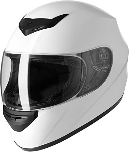 Favoto Motorradhelm Integralhelme für Erwachsene Vollvisierhelm Mopedhelm für Herren Damen Atmungsaktiv ECE Zertifiziert L (59-60cm) Weiß