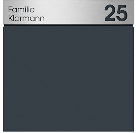 Wand-Briefkasten mit Zeitungsrolle anthrazit mit Personalisierung (RAL 7016) Mocavi Box 713 Stick 508 Postkasten Zeitungsrolle Design-Briefkasten Name und Hausnummer