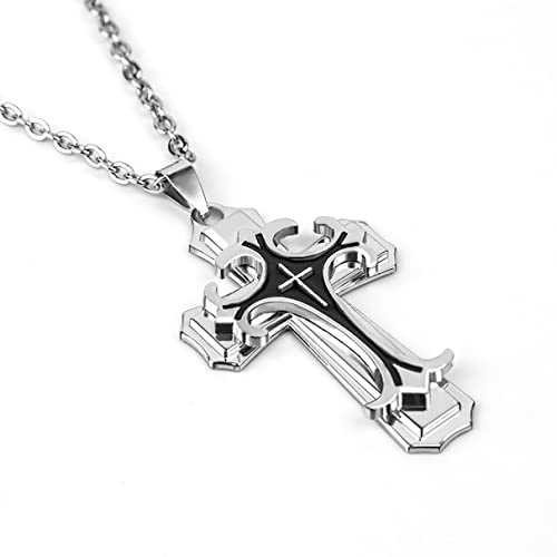 YAHOYA Mode Herren Titan Stahl DREI Schicht Kreuz Anhänger Halskette Edelstahl Persönlichkeit Hip Hop Männer Halskette Schmuck Geschenke