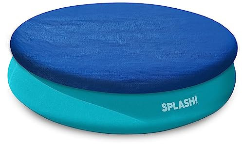 SPLASH! AquaRing 8ft Round Pool Cover – Heavy-Duty UV-Resistant Outdoor Cover for Inflatable and Framed Pools – Secure Fit, Weatherproof Protection from Leaves, Debris, and Dirt