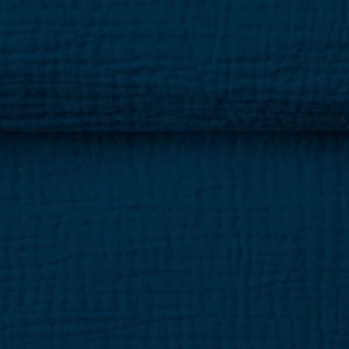 Textrend Doppelter Gaze-Musselin Stoffe Meterware - Stoff zum Nähen - Musselin - Weiches Antiallergisches Material - Textilien 1x1.45m - Stoffe Meterware (Poseidon)
