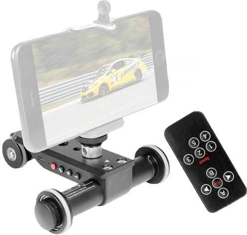 Motorisierter Transportwagen mit Fernbedienung, 3 Rädern, kabelloser elektrischer Schienenschieber, Videokamera-Transportwagen, 5 Geschwindigkeiten einstellbar für DSLR-Kamera-Smartphones