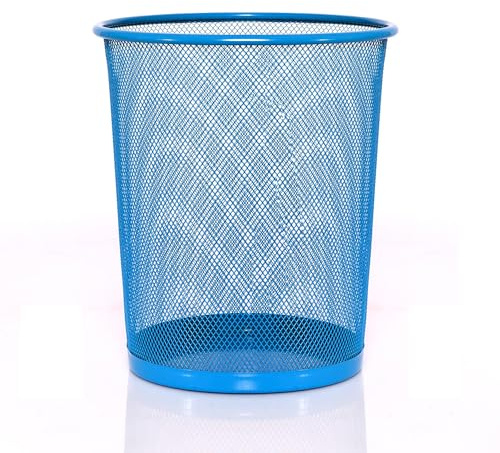 Sinoba Papierkorb Mülleimer Papiereimer Draht 26 cm klein 10 L | Blau | Abfalleimer aus Metalldraht, 26 cm Höhe und 10 Liter. Kompakt für Schreibtisch, Büro und Kinderzimmer