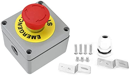 Emergency Stop Button Enclosure Switch Box, IP66 Water Proof Die Cast Aluminum Control Box with RF Resistance for Outdoor Use, Temperature Range -40℃ to 120℃, 80x75x60mm Junction Box