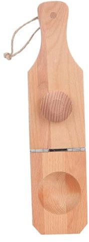Foldable Manual Tostones Press Wooden Potato Masher Khaki Round Edges