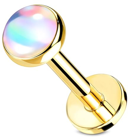 Stachelkleid Labret Piercing Opal Chirurgenstahl 316l 1,2mm Größe Ohrstecker Helix Tragus Nasenpiercing Universalpiercing Lippenpiercing Innengewinde Farben 6/ 8mm Lang