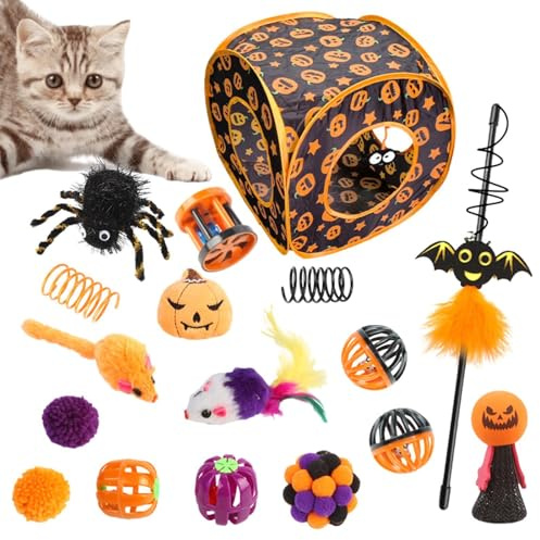 Set di giocattoli per gatti, a forma di, comodo tunnel per gatti, giocattoli con piume, tunnel per piccoli animali domestici, conigli, gattini