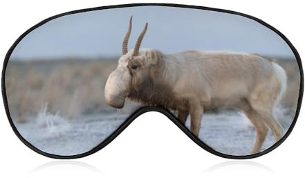 Antilope Walks in Steppe in der Nähe von Wasserloch im Winter Schlafmaske mit verstellbarem Riemen, bequeme weiche Augenmaske, Schlafhilfe, lichtblockierende Augenmasken