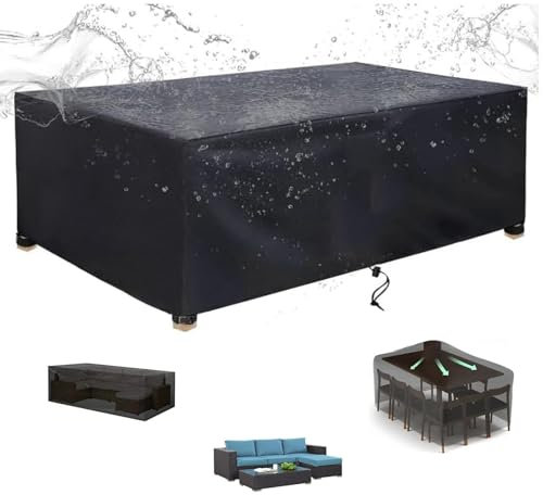 ZHMANLUCK Tisch Abdeckung Outdoor 600d Oxford 218x218x60cm/LxWxH Loungesofa Abdeckung Wasserdicht, Winterfest Abdeckplane Gartenmöbel Anti-UV, Outdoor-Tischabdeckung, Rattanmöbel