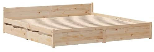 vidaXL Sängram med lådor 200x200 cm massiv furu, sängställ, sovrumsmöbler, sängram i trä, sängbotten, dubbel sängram, sängram i massivt trä