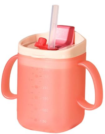 SHITINGRM Tazza per latte per bambini con cannuccia e coperchio a tenuta stagna Tazza per bere adatta ai bambini con cannuccia a prova di perdite Tazza per latte per bambini PP