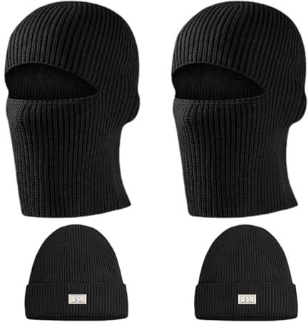 TUONYIS Sturmhaube und Skimaske, winterlich gestrickt, Thermo-Halstuch, winddicht, Radfahren, atmungsaktiv, 2 Stück