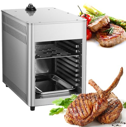 VNATWGOO Horno De 8 Niveles para Carne De Res, Pollo Y Verduras, Asador De Carne A Gas A 800 ℃, Parrilla Comercial para Carne De Res De MúLtiples Capas para Interiores, Temperatura Ajustable,NPJ002G