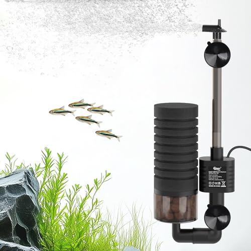 hygger USB Single Aquarium Sponge Filter, Quiet Electric Power Fish Tank Filter, Submersible Internal Aquarium Filter with Filtered Ceramic Balls for up to 170L Breeding Fry Betta Shrimp Tank (M)