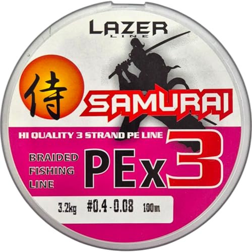 LAZER LINE Angelschnur Geflochten PE X3 100m Dia 0,08mm Test 3,2kg - Geflochtene Schnur 3fach - Angelsehne - Braided Fishing Line - Rundgeflochtene Angelschnüre - Angeln auf Karpfen Hecht Barsch Wels