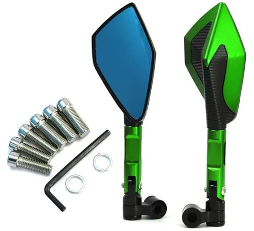 SQNYDH Specchietto Retrovisore per Moto per Kawasaki Z900 Z1000 Z800 Z750 Z650 Z300 Z250 Z125 Z 300 250 125 750 Specchietti Retrovisori Laterali Specchietto retrovisore per Manubrio per Moto(Verde)
